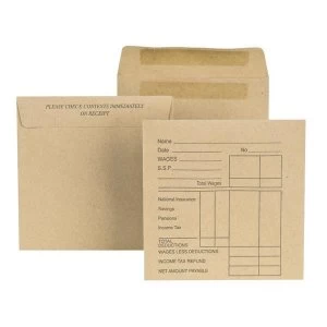 New Guardian 108 x 102mm Medium Printed Pocket Self Seal Wage Envelopes 80gsm Manilla Pack of 1000