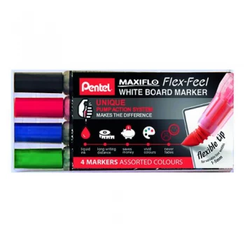 Pentel Maxiflo Whiteboard Marker Pack of 4 YMWL5SBF4-M