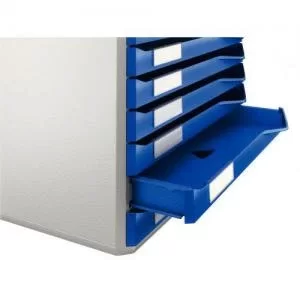 Leitz Desktop Form Set 10 Drawer A4 Grey With Red Drawers