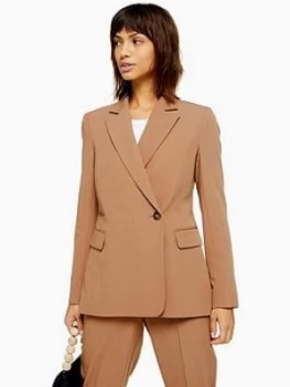Topshop Remi Double Breasted Suit Jacket - Camel