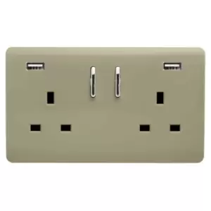 Trendi Switch 2 Gang 13Amp Double Socket and 2 USB Ports - Gold