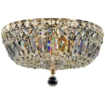 Basfor Semi Flush Ceiling Lamp Gold Antique & Crystal, 3 Light, E14