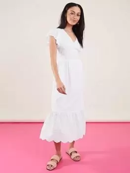 Accessorize Flutter Sleeve Tie Back Dress - White Size M Women