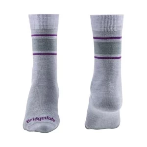 Bridgedale EVERYDAY Sock / Liner Merino Performance Womens - Medium Lt Grey / Purple
