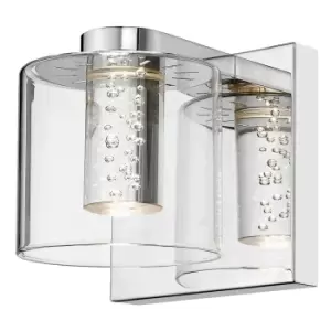 Contemporary Integrated LED Cylindrical Wall Lamp Chrome, Glass 3000K