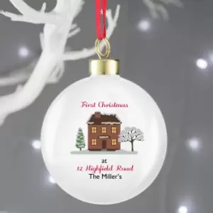 Personalised Cosy Christmas Bauble White