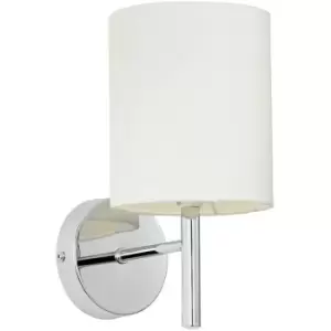 Endon Collection Lighting - Endon Brio - 1 Light Indoor Wall Light Chrome, Off White Faux Silk, E14