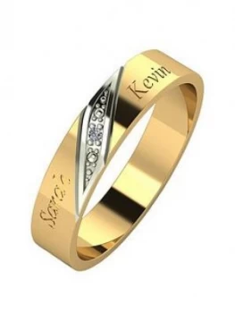 Love DIAMOND Personalised 9ct Gold Diamond Set 4mm Wedding Band, Gold, Size R, Men