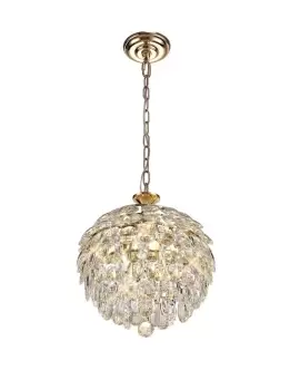 Coniston Ceiling Pendant, 3 Light E14, French Gold, Crystal