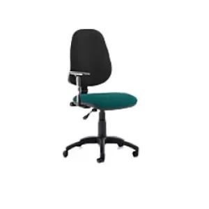 Dynamic Permanent Contact Backrest Task Operator Chair Height Adjustable Arms Eclipse I Black Back, Maringa Teal Seat Without Headrest High Back