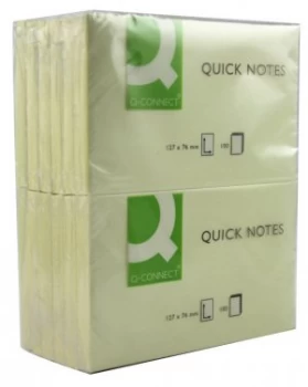 Q Connect Quick Sticky Note 75x125mm Ylw - 12 Pack