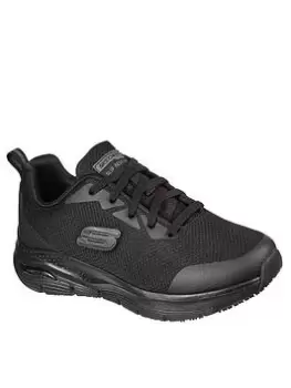 Skechers Arch Fit Sr Lace Up Athletic Workwear Trainers - Black, Size 6, Women