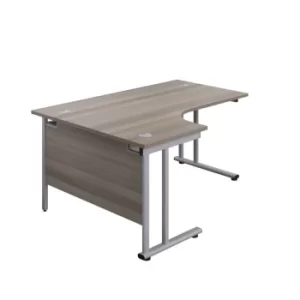 1600 X 1200 Twin Upright Left Hand Radial Desk Grey Oak-Silver