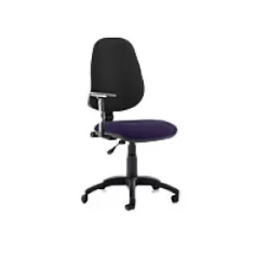 Dynamic Permanent Contact Backrest Task Operator Chair Height Adjustable Arms Eclipse I Black Back, Tansy Purple Seat High Back