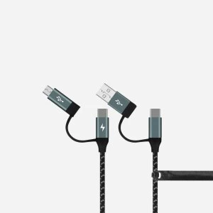 Momax One Link 4 in 1 Type-C PD (USB-A/Type-C to Micro USB/Type-C) Cable (1.2m) DC12D - Space Grey