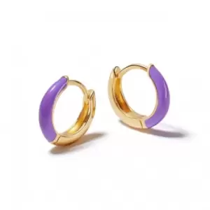 Purple Huggie Hoop 18ct Gold Plated Earrings EE07_GP