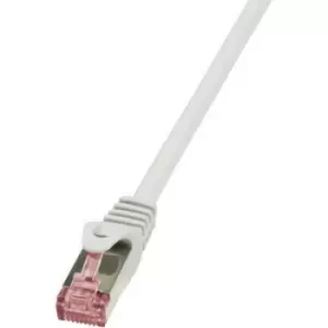 LogiLink CQ2012S RJ45 Network cable, patch cable CAT 6 S/FTP 25.00cm Grey Flame-retardant, incl. detent