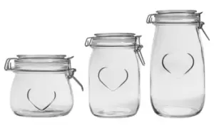 Nicola Spring Heart Design Glass Food Preserve Jars: Orange/Three