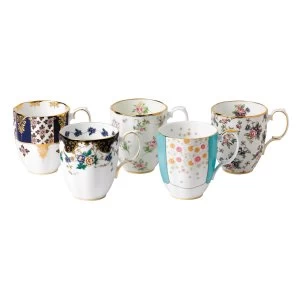 Royal Albert 100 years 5 piece set of mugs 1900 1940