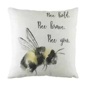 Bee You Printed Cushion White / 43 x 43cm / Polyester Filled