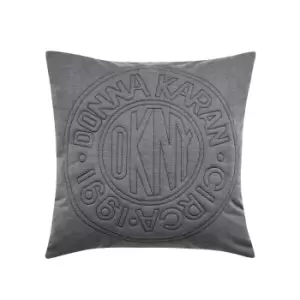 DKNY Circle Logo Quilted Cushion 45cm x 45cm, Charcoal
