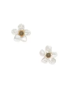 kate spade new york Floral Frenzy Cultured Freshwater Pearl Flower Stud Earrings in Gold Tone