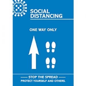 Seco Health & Safety Poster Social distancing - one way only straight A2 Semi-Rigid Plastic 42 x 59.5 cm