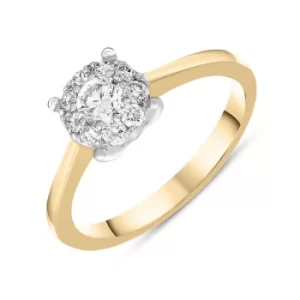 18ct Yellow Gold Diamond Round Brilliant Cut Cluster Ring