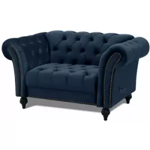 Mayfair Midnight Blue Velvet Curved Sofa 1.5s