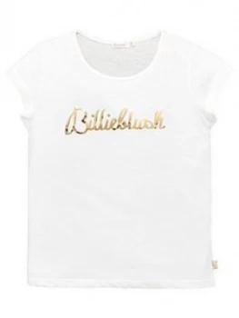 Billieblush Girls Short Sleeve Metallic Logo T-Shirt - Ivory, Size Age: 4 Years, Women