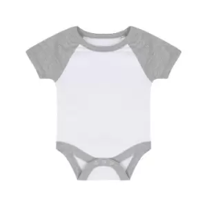 Larkwood Baby Boys/Girls Essential Short Sleeve Baseball Bodysuit (6-12 Months) (White/Heather Grey)