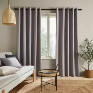 Catherine Lansfield Chambray Yarn Dyed 100% Cotton Eyelet Curtains, Grey, 46 x 90 Inch