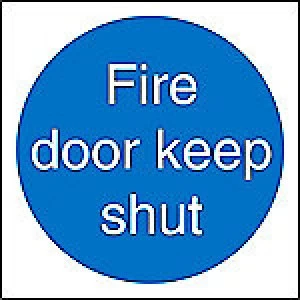 Fire Door Keep Shut Sign 10 x 10cm Self Adhesive Vinyl
