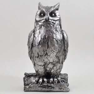 Silver Owl Sculpture H18.5cm