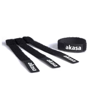 Akasa Re-Usable Hook and loop fastener Cable Ties, Black, Self-fastening, Pack of 5