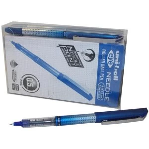 Uni Ball Eye Needle UB 187S Extra Fine Rollerball Pen Line Width 0.4mm Tip Width 0.5mm Blue Pack of 14 Pens