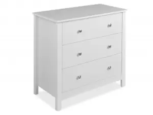 Furniture To Go Florence White 3 Drawer Low Chest of Drawers Flat Packed