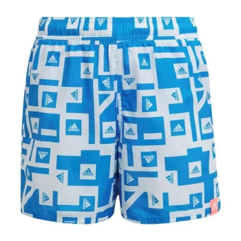 adidas Must Have Graphic Swim Shorts Kids - Blue Rush / White