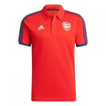adidas Arsenal 3 Stripe Polo Shirt 2021 2022 Mens - Red