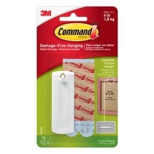 3M Command White Adhesive saw toothed picture hanger 3 Pieces