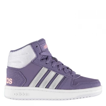 adidas Hoops 2.0 Mid Trainers Girls - Purple/Silver