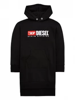 Diesel Girls Logo Hooded Sweat Dress - Black, Size 14 Years, Women