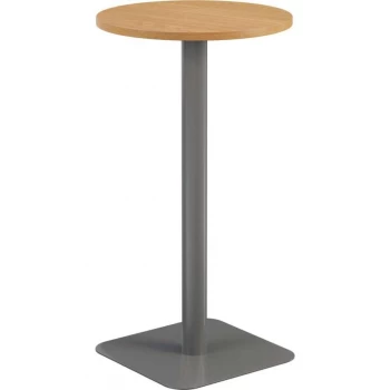 600MM Circular High Contract Table - Silver/Oak