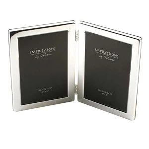 4" x 6" - Impressions Silver Plated Hinged Double Frame