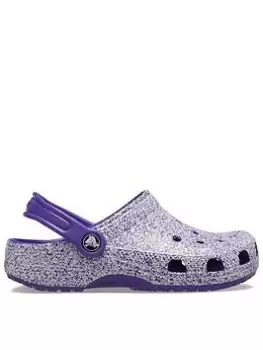 Crocs Classic Clog Glitter Sandal, Purple, Size 12 Younger