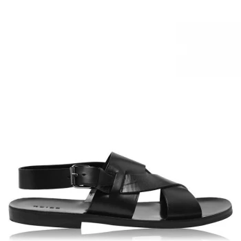 Reiss Mari Leather Sandals - Black