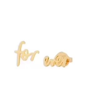 Kate Spade New York Say Yes Forever Script Mismatch Stud Earrings in Gold Tone