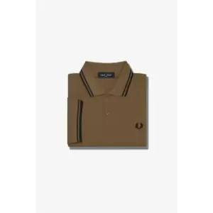 Fred Perry Short Sleeve Twin Tipped Polo Shirt - Brown