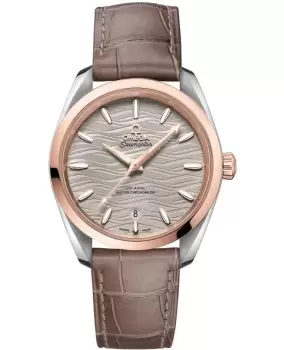 Omega Seamaster Aqua Terra 150m Master Co-Axial Grey Dial Steel and Rose Gold Leather Strap Mens Watch 220.23.38.20.06.001 220.23.38.20.06.001