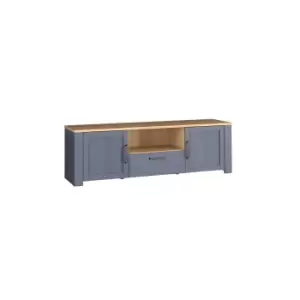Traditional Widescreen TV Unit in a Navy Oak Shade, Blue